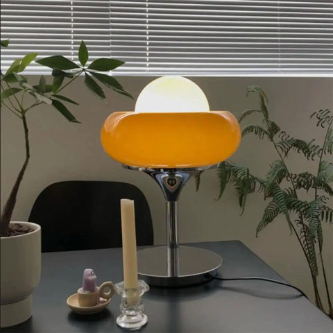 Egg Tart Desk Lamp With Cozy Warm Glow Nordic Style Japanese Table Lamp Creamy White Lampshade And Iron Base Eye Protection Night Light