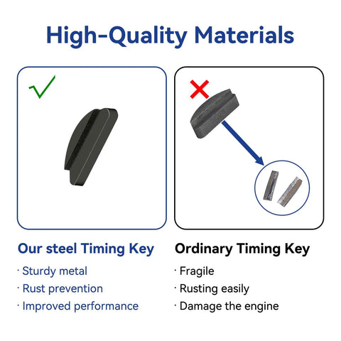 Comparison of high-quality steel timing key vs ordinary timing key for Aluminum 212 Hemi Flywheel For Predator 212cc 224cc 60363 Engines Plus Honda GX160 GX200 Clones Go Kart Mini Bike Race Ready Component With Timing Key highlighting rust prevention and durability features.
