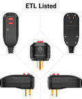 GFCI Replacement Plug Assembly With Auto Reset, 15 Amp 3 Prong Safety Interrupter, ETL Listed, multiple views including front and side