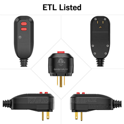 GFCI Replacement Plug Assembly With Auto Reset, 15 Amp 3 Prong Safety Interrupter, ETL Listed, multiple views including front and side