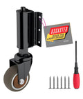 2 Inch Gate Wheel Caster for Wooden Gates with 80 Lb Capacity, featuring 360 Degree Rotation, Spring Loaded Design, TPR Rubber Tire, and includes screws and screwdriver for installation.
