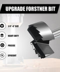 One Point Five Inch Forstner Drill Bit Woodworking Projects Hex Shank Hss Steel Creates Smooth As Butter Holes In Hardwood Softwood Plywood And Plastic With Zero Sweat, detailed view of the cutting edges.