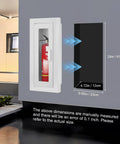 Recessed Fire Extinguisher Wall Cabinet In Galvanized Steel For 10 Lb Extinguishers, Magnetic Door, installed on a wall with dimensions
