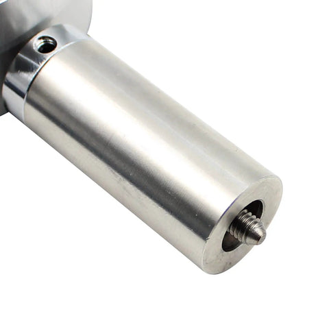 Close-up of metal tip of Fruit Hardness Tester Penetrometer GY3 Sclerometer Gauge For Measuring Fruit Maturity, polished finish.