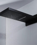 Slick Matte Black Wall Mounted Bathroom Shower Set with Solid Copper Body Constant Temperature Thermostatic Control and Smooth Waterfall Rainfall Head