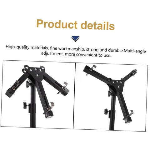 Rock Solid 12 Inch Folding Drum Rack Set With Adjustable Snare Stand Portable Black Drum Holder For Silent Practice detail view of adjustable angles.