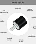 M5 Thread Rubber Mounts For Vibration Isolation, Cylindrical Shock Absorbers With Studs, 15x15mm, 8 Pack, Quiet Operation And Stable Mounting For DIY Projects And Small Machinery, black rubber mount with M5 stud for generators and pumps