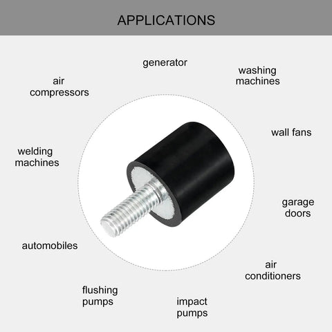M5 Thread Rubber Mounts For Vibration Isolation, Cylindrical Shock Absorbers With Studs, 15x15mm, 8 Pack, Quiet Operation And Stable Mounting For DIY Projects And Small Machinery, black rubber mount with M5 stud for generators and pumps