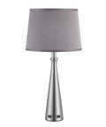 Set Of 2 Modern Industrial Table Lamps For Bedroom With 3 Way Dimmable Touch Control, Dual USB Charging Ports, 25 Inch Tall Gray Fabric Shade