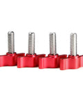 4 Pack 1/4-20 Thumb Screws 3/4 Inch Stainless Steel Standard Coarse Thread With Red Aluminum Tee Wing Knobs For Adjustable Secure Fastening