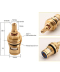 Two Pack Brass Ceramic Disc Faucet Cartridge Replacement With 20 Spline Stem Fits Hot And Cold Taps For Bathroom And Kitchen 51.5mm