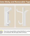 Wall Hooks For Coats And Towels 13 Lb Load Heavy Duty Stick On Adhesive Door Hanger White 4 Pack double hook close-up