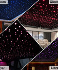 Twinkle 10W RGBW LED Fiber Optic Star Ceiling Kit with Bluetooth app remote in room, cinema, car, and library settings