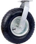 Four Pack Of Black Pneumatic Caster Wheels Combining 12 Inch Ribbed Tires And Precision Ball Bearings For Heavy Duty Swivel Rigid Applications That Handle Rough Floors Like A Total Champ