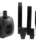 Water Pump Kit With Mushroom And Blossom Spray Heads, 12 LED Fountain Ring, 6 Ft Cord, pump and spray heads displayed