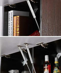 Gas Strut Cabinet Lid Support Kit For Soft Close Cabinet Doors 150N 33lb 15kg 2 Pack Easy Install Lift System shown installed