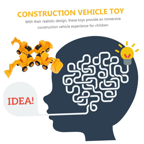 4 Pack Adorable Construction Truck Set With Realistic Front End Loader Models for imaginative play and brain development