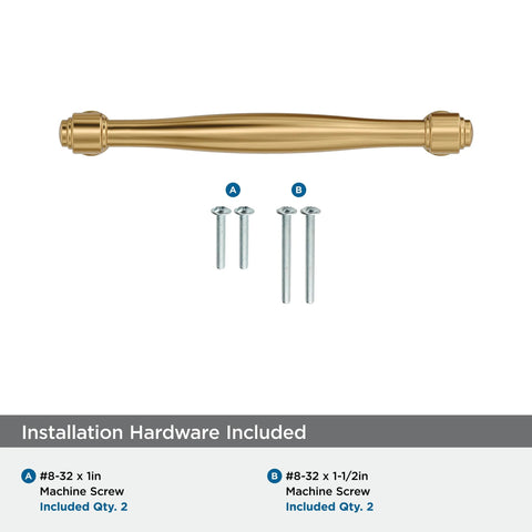 Enlivity Champagne Bronze Cabinet Pull 5-1/16 Inch Center To Center with hardware screws displayed