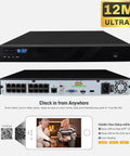 Front and back view of 16 Channel All In One 12MP NVR 4K H265 Plus AI Face Recognition Surveillance System with port details