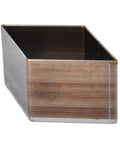 Side view of metallic box for storage and organization