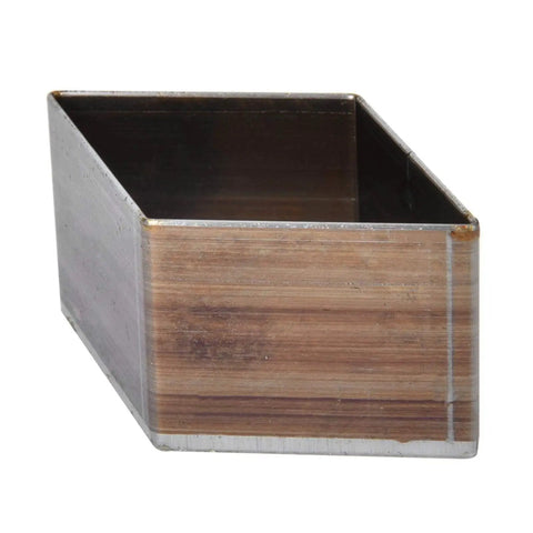 Side view of metallic box for storage and organization