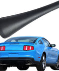 3.8 Inch Aluminum Antenna Mast Replacement For Mustang 2010-2014, shown with blue Ford Mustang, car wash proof design.