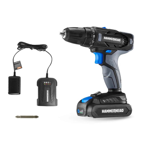 20V Cordless Drill Driver Kit with 1.5Ah Battery and Charger, 2 Speed Settings, Keyless 3/8 Inch Chuck, Variable Speed Trigger