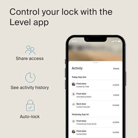 Image of smartphone displaying Level app interface for managing Smart Deadbolt For Exterior Doors Turns Any Lock Into Keyless Entry With Level Bolt Discontinued Model Notice Find The Latest Smart Lock For Home Security And Easy Secure Access
