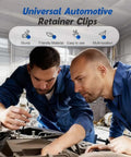 Two mechanics using Universal Nylon Cable Tie Buckle For Cars Heavy Duty Self Locking Rivet Zip Ties Holder in vehicle repair.