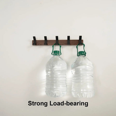 Wall Mount Coat Rack With Five Hooks 16.9 Inch Walnut Wood And Aluminum Built To Last Rustproof Coat Hanger Angled 45 Degree Design