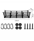 Three Compartment Hammock Cargo Net For Tesla Cybertruck 2024 Plus Trucks; 110x30cm black storage mesh with accessories.