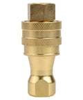 Bad Ass Solid Brass Hydraulic Quick Disconnect Coupler Adapter Fitting 3 8 Inch Bspt Thread High Pressure Rating Up To 500 Bar No Leaks For Truck Mounted Carpet Cleaning Machinery And Industrial Hydraulics Double Seal Tech Tough No Sweat Build, brass coupler front view