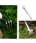 Composite image of Stainless Steel Three Prong Root Rake For Bonsai Soil Aerator Potted Plant Oxygenator Weed Removal Tool 200mm Silver