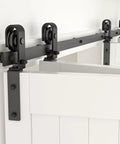 Bi Folding Barn Door Hardware Kit 5ft 60 Inch Sliding Track For Four Doors Heavy Duty Carbon Steel Frosted Black Finish