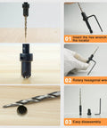 Five Piece Countersink Drill Bit Set For Wood With Sizes 4 6 8 10 12 And A 2.5mm Allen Wrench Plus Free Storage Case Pro Grade