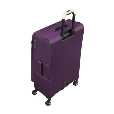 Circulator 22 Inch Softside Carry On With Expandable 8 Wheel Spinner in Italian Plum, showing side view with sleek design.