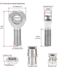 Beefy 7/8 Inch Rod End Ball Joints N30r Thread 2 Pack dimensions showing precise measurements for custom builds.