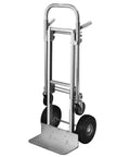 Rugged Aluminum Hand Truck Cart And Convertible Utility Dolly Built Like A Tank Pushing 800 Lb Loads With 10 Inch Pneumatic Tires Dual Control Handles smooth handling front view