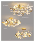Nordic Romantic Ginkgo Leaf Pendant Lamp for Dining Room Vintage Chandelier featured in living, dining, and bedroom styles.