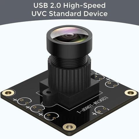 Highly Straightforward Plug And Play 1080P Hd Webcam Delivers A Crisp 130 Degree Wide Angle View Uvc Native Compatibility For Mac Pc Linux Raspberry Pi And Jetson Nano Streamers, black USB camera module with high-speed UVC device.