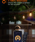 Smart Outdoor 25 Ft String Lights With App And Remote Control Music Sync Vibe Dimmable Edison Shatterproof Bulbs Waterproof