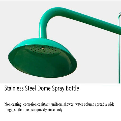 Emergency Eye Wash Station With Eyewash And Shower Kit in green stainless steel with ABS coating shower nozzle detail