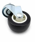 RuiJOTWAT 4Pcs Caster Wheels for Oil-Filled Radiators Swivel Casters with Brakes Easy Installation Replacement Wheels for Electric Heaters and Furniture Silver, close-up of black wheel with metal swivel.