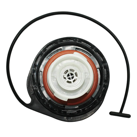 Top view of Gas Cap Replacement For 2004 2011 Chevy Silverado 1500 2500 3500 Tahoe Suburban Avalanche GMC Sierra Yukon Enclave Escalade Saturn Outlook GT330 20915842 100 Percent Quality Tested No Fuss Easy Install Durable Fuel Tank Cap showing tether