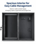 Heavy Duty EV Charger Enclosure Lockable Wall Mount Charging Station Combo Key Lock Security Weatherproof Housing showing spacious interior with cable winder.