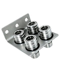Heavy Duty Hydraulic Quick Coupler For Tractors And Crop Sprayers Rated At 3600 Psi Featuring Fast Push Pull Action That Works With Gloves On Cutting Down Downtime Big Time So You Can Finish Your Field Work Without Frustration Or Delays Today., 4-port galvanized steel bracket with hydraulic quick couplers