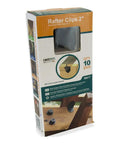 Ten Pack 2 Inch Decorative Angle Rafter Clips With Sunset Powder Coated Finish For Pergola Deck And Fence in packaging.