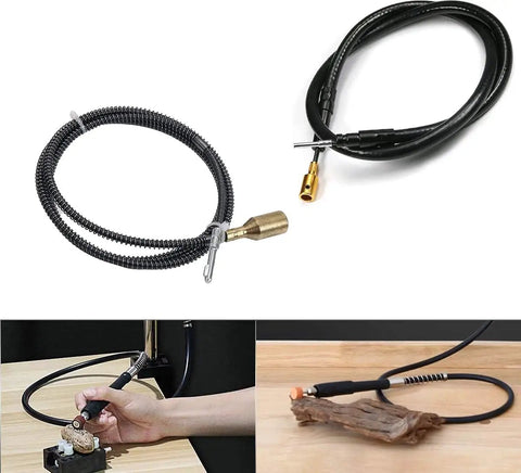 Heavy Duty Flex Shaft Extension For Bench Grinder And Drill Press Quick Swap Rotary Tool Bit Adapter With Reinforced Iron Wire Core, visible in multiple angles.