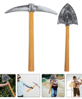 Two Piece Pickaxe And Spade Costume Prop Set For Party Favors And Photo Booths, Lightweight Sponge Miner Tools For Stage Performances, Safe, Durable, Fun Props 19.29X16.53X1.77 Inches displayed vertically with wood-look handles and silver heads.