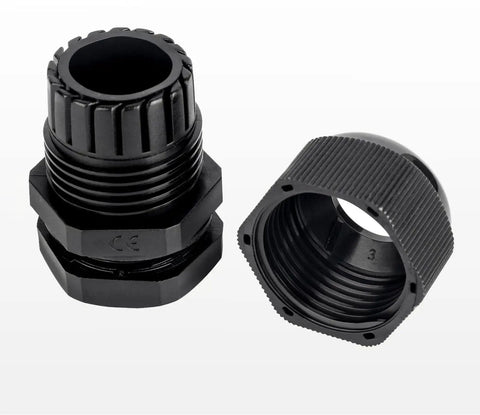 Waterproof 12 Pack One Half Inch NPT Cable Gland Set With Adjustable 6-12mm Glands Nylon Joints And Gaskets For Indoor Outdoor Use Reliable Weatherproof Sealing, black nylon cable gland